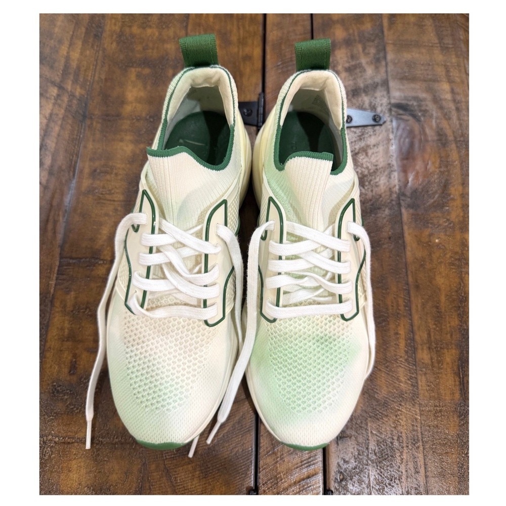 Tory‎ Burch T Runner Knit Mesh Sneaker Shoes White Green Size 9
